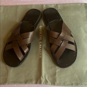 Officine Creative Dark Brown Men's Leather Sandals size EUR44 US11